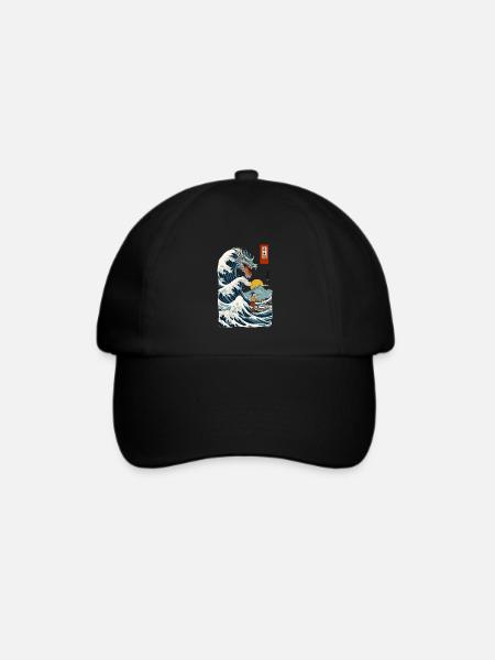 Ukiyo-E Japan Welle Vintage Japanische Drachen - Baseballkappe - Schwarz/Schwarz