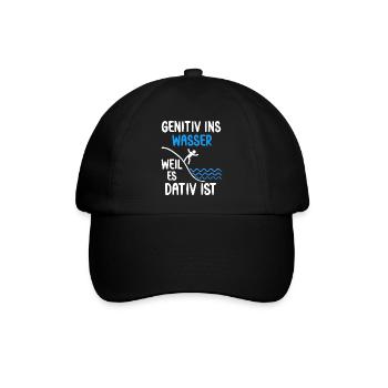 Genitiv ins Wasser weil es Dativ ist Spruch - Baseballkappe - Schwarz/Schwarz - Vorne