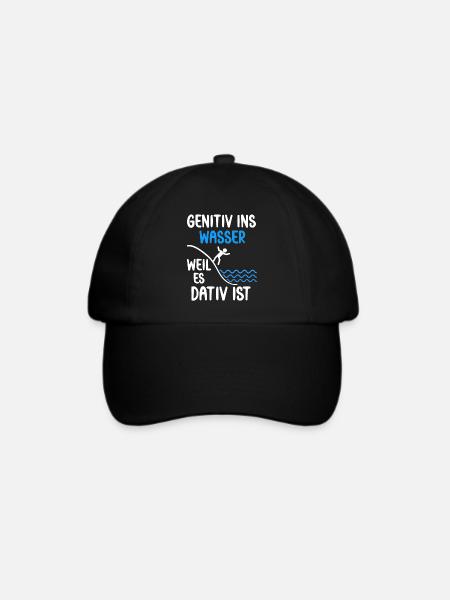 Genitiv ins Wasser weil es Dativ ist Spruch - Baseballkappe - Schwarz/Schwarz