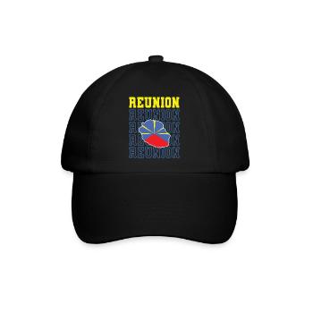 Geschenkidee Flaggenkarte La Réunion 974 - Baseballkappe - Schwarz/Schwarz - Vorne