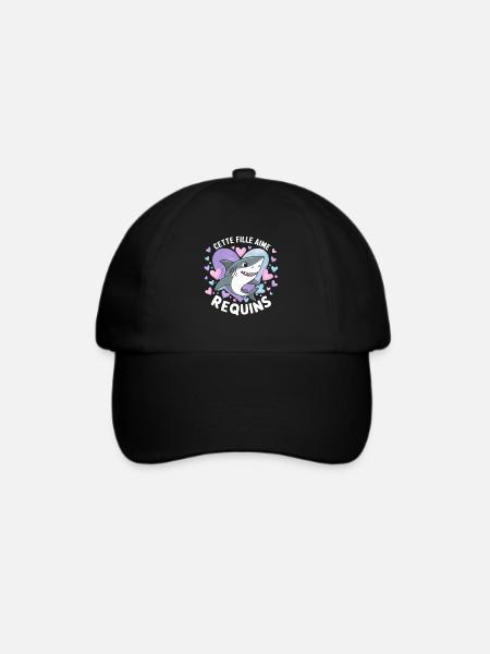 Nur ein Mädchen, das Haie liebt Lustiges Geschenk - Baseballkappe - Schwarz/Schwarz