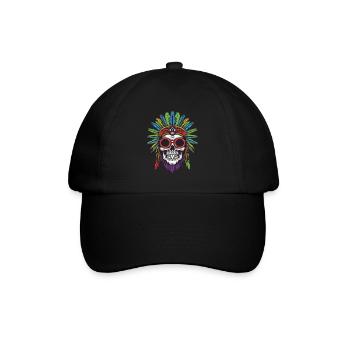 Apache Totenkopf Indianer - Baseballkappe - Schwarz/Schwarz - Vorne