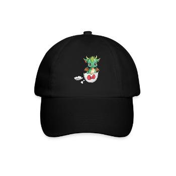 Drache Drachen Eierschale schlüpfen Baby Kind - Baseballkappe - Schwarz/Schwarz - Vorne