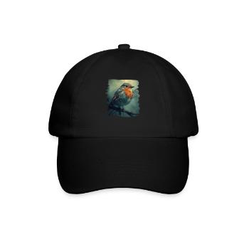Robin Rotkehlchen - Baseballkappe - Schwarz/Schwarz - Vorne