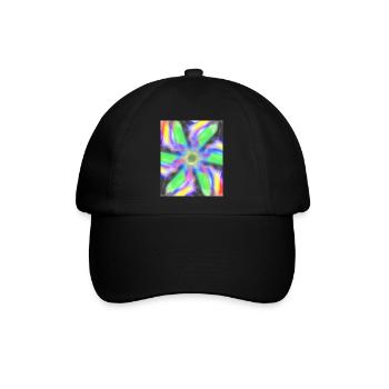 Psychedelische abstrakte Blume - Baseballkappe - Schwarz/Schwarz - Vorne
