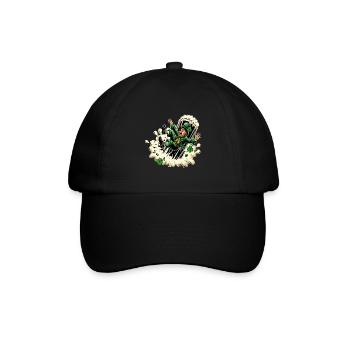 Fallender Leprechaun (Irischer Kobold) - Baseballkappe - Schwarz/Schwarz - Vorne