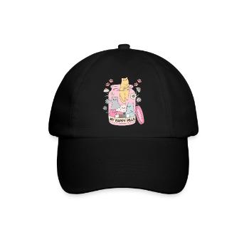 Meine Happy Pills - Baseballkappe - Schwarz/Schwarz - Vorne