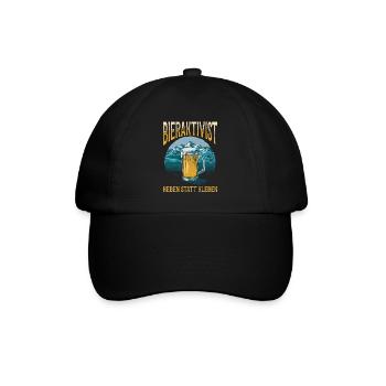 Bieraktivist Heben statt Kleben – Partyspaß - Baseballkappe - Schwarz/Schwarz - Vorne