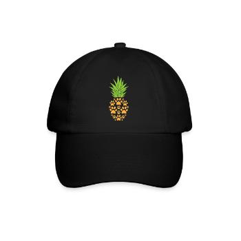 Hund Pfote Ananas Lustig Tropische Frucht Tier Wortspiel - Baseballkappe - Schwarz/Schwarz - Vorne
