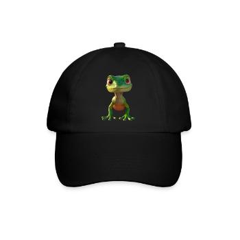 Gecko Eidechse Reptil Geckos Echse Leguan Gekko - Baseballkappe - Schwarz/Schwarz - Vorne