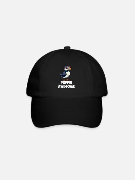 puffin awesome, puffin - Baseballkappe - Schwarz/Schwarz