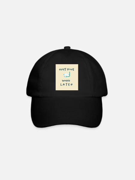 geh tauchen, arbeite später - Baseballkappe - Schwarz/Schwarz