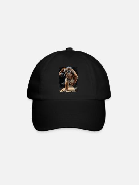 Orang-Utan spielt Bowling Geschenk - Baseballkappe - Schwarz/Schwarz