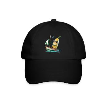 Obst Banane Bootfahren Geschenk - Baseballkappe - Schwarz/Schwarz - Vorne