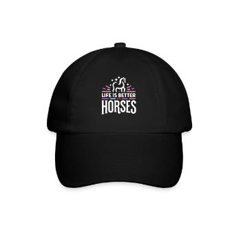 Das Leben ist besser mit Pferden - Baseballkappe - Schwarz/Schwarz - Vorne