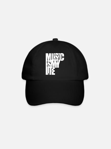 Music is my Life Spruch Musik ist mein Party Leben - Baseballkappe - Schwarz/Schwarz
