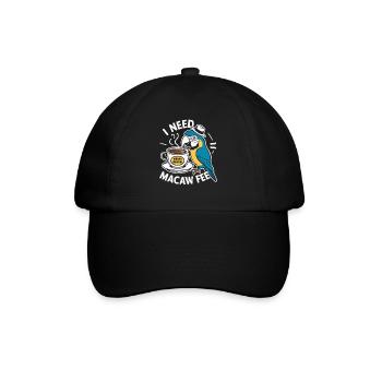 Lustiger Scharlachroter Ara Papagei Und Kaffee Ara - Baseballkappe - Schwarz/Schwarz - Vorne