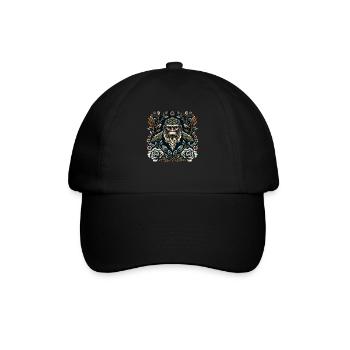 Floral Bigfoot Sasquatch - Baseballkappe - Schwarz/Schwarz - Vorne