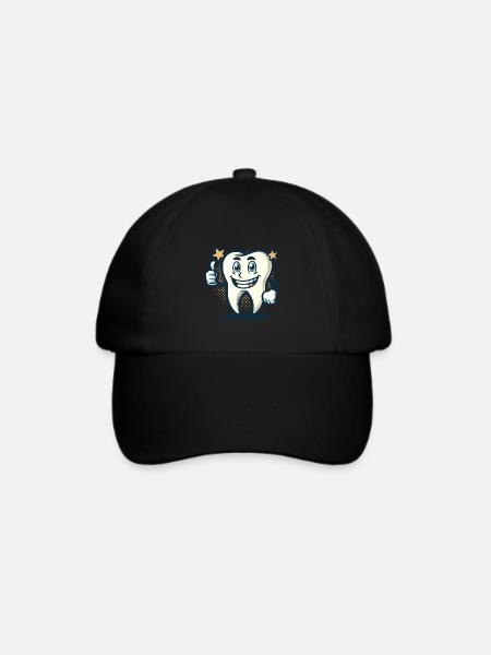 Zahn Kostüm Lustiges Zähne Design - Baseballkappe - Schwarz/Schwarz