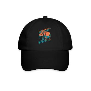 Geometrischer Hippo Kunst Design - Baseballkappe - Schwarz/Schwarz - Vorne