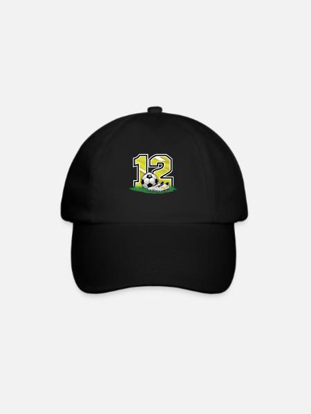 12. Geburtstag 12 Jahre Fußball Fußballspieler - Baseballkappe - Schwarz/Schwarz