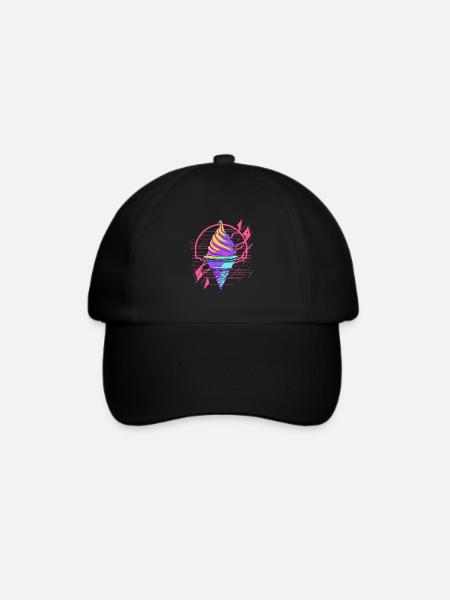 Eiswaffel Synthwave - Baseballkappe - Schwarz/Schwarz
