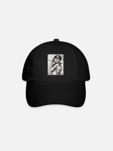 Verborgene Dunkelheit – Mädchen mit Dämonenschädel - Baseballkappe - Schwarz/Schwarz