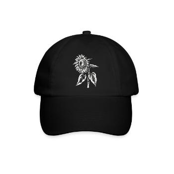 Sonnenblume Blume Botanisch Vintage Kunst Blumen - Baseballkappe - Schwarz/Schwarz - Vorne