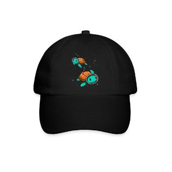 Space Turtles Astronaut Galaxie Lustiges Niedliches Design - Baseballkappe - Schwarz/Schwarz - Vorne