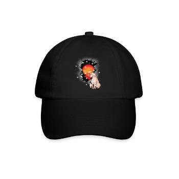 Schaf Schafe Sonnenuntergang Lamm Lämmer Kind - Baseballkappe - Schwarz/Schwarz - Vorne