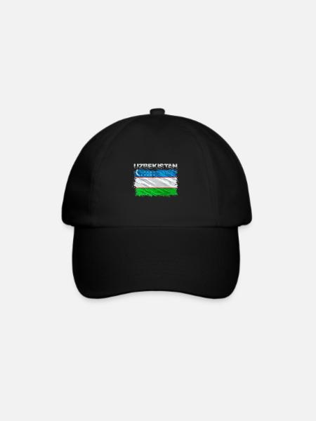 Usbekistan - Baseballkappe - Schwarz/Schwarz