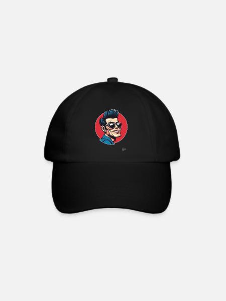 Rockmusik-Typ im Rockabilly-Stil - Baseballkappe - Schwarz/Schwarz