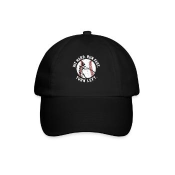 Hit Hard Run Fast Turn Left - Baseballkappe - Schwarz/Schwarz - Vorne