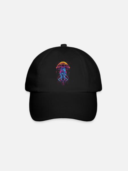 Qualle - Baseballkappe - Schwarz/Schwarz