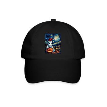 Halloween Geschenk Geist mit Weihnachtsmütze Deko - Baseballkappe - Schwarz/Schwarz - Vorne