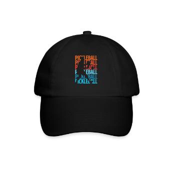 Pickleball Silhouette Retro Farbverlauf - Baseballkappe - Schwarz/Schwarz - Vorne