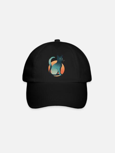 Dunkle Katze - Baseballkappe - Schwarz/Schwarz