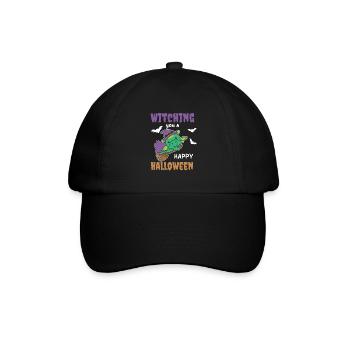 Drache Hexe Witching you a Happy Halloween - Baseballkappe - Schwarz/Schwarz - Vorne