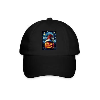 Halloween Geschenk Kürbis mit Weihnachtsmütze Deko - Baseballkappe - Schwarz/Schwarz - Vorne
