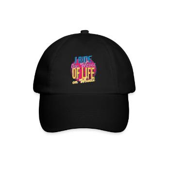 Rollerskater I Ride The Waves Of Life Gift Idea - Baseballkappe - Schwarz/Schwarz - Vorne