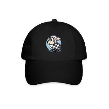 Karomuster mit süßem Cartoon-Schaf - Baseballkappe - Schwarz/Schwarz - Vorne