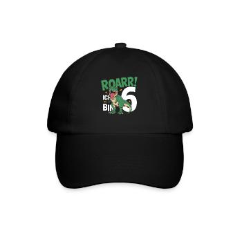 6. Geburtstag 6 Jahre Dino Dinosaurier Fan - Baseballkappe - Schwarz/Schwarz - Vorne