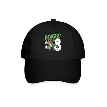 8. Geburtstag 8 Jahre Dino Dinosaurier Fan - Baseballkappe - Schwarz/Schwarz - Vorne