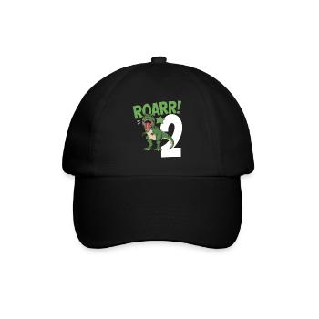 2. Geburtstag 2 Jahre Dino Dinosaurier Fan - Baseballkappe - Schwarz/Schwarz - Vorne
