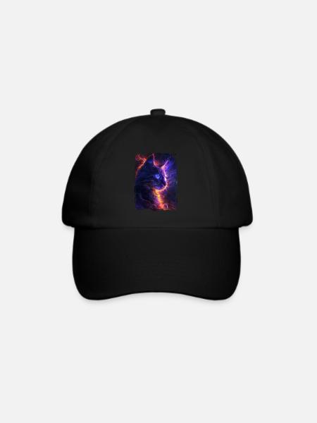 Katze - Baseballkappe - Schwarz/Schwarz