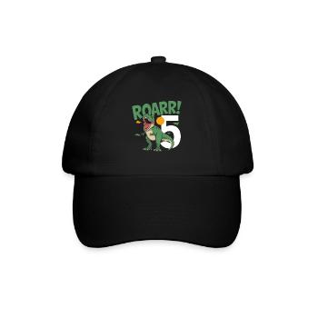 5. Geburtstag 5 Jahre Dino Dinosaurier Fan - Baseballkappe - Schwarz/Schwarz - Vorne