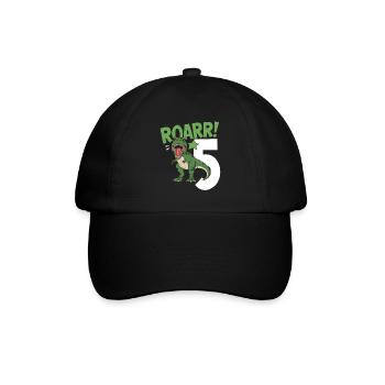 5. Geburtstag 5 Jahre Dino Dinosaurier Fan - Baseballkappe - Schwarz/Schwarz - Vorne