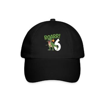 6. Geburtstag 6 Jahre Dino Dinosaurier Fan - Baseballkappe - Schwarz/Schwarz - Vorne