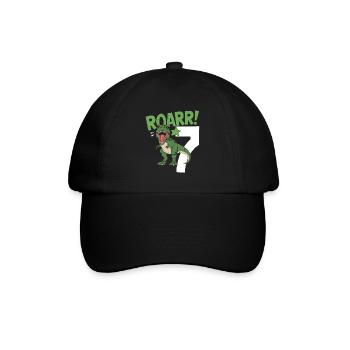 7. Geburtstag 7 Jahre Dino Dinosaurier Fan - Baseballkappe - Schwarz/Schwarz - Vorne