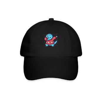 Weihnachten Dino Dinosaurier Hässliche Weihnachten - Baseballkappe - Schwarz/Schwarz - Vorne
